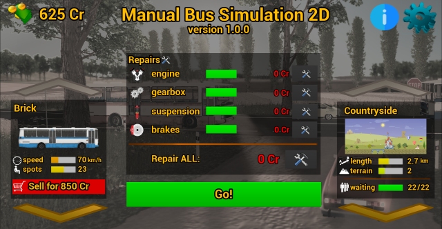 Manual Bus Simulation 2D: main menu