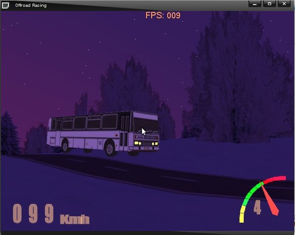 Offroad: Bus at night.