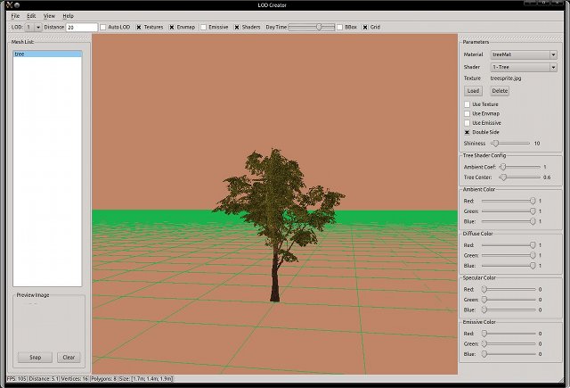 LOD Creator - Generated tree sprite model (with GLSL shader)